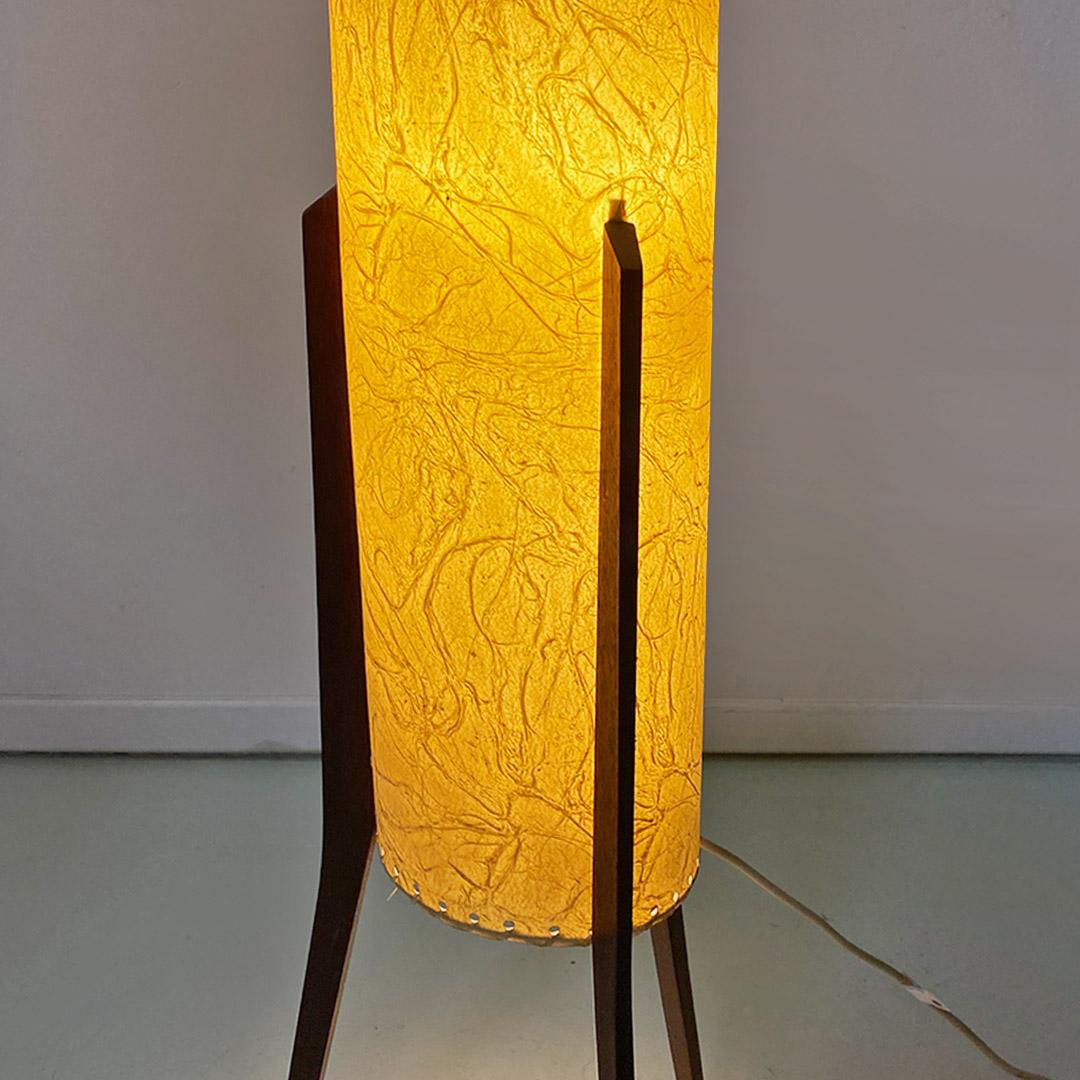 Floor lamp, Danish modernism, parchment and teak wood, ca. 1960. For Sale 9