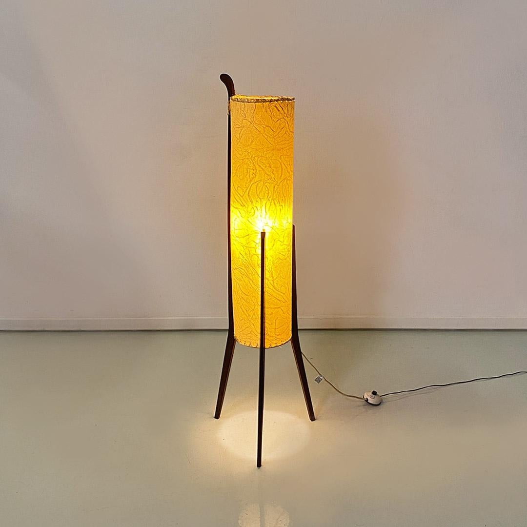 Danish mid-century modern parchment and teak wood floor lamp, 1960s in vendita 10