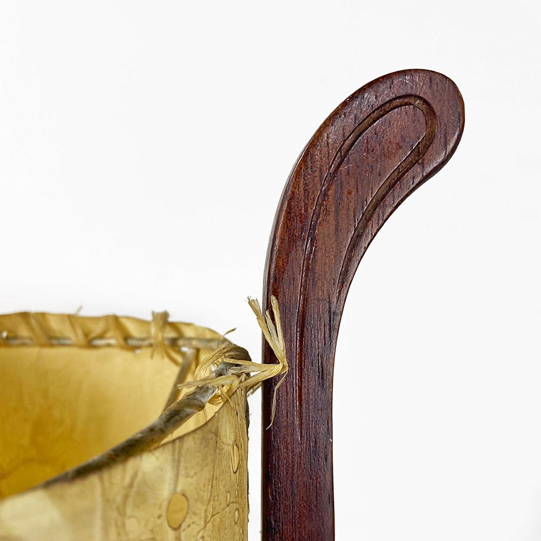 Teak Danish mid-century modern parchment and teak wood floor lamp, 1960s in vendita