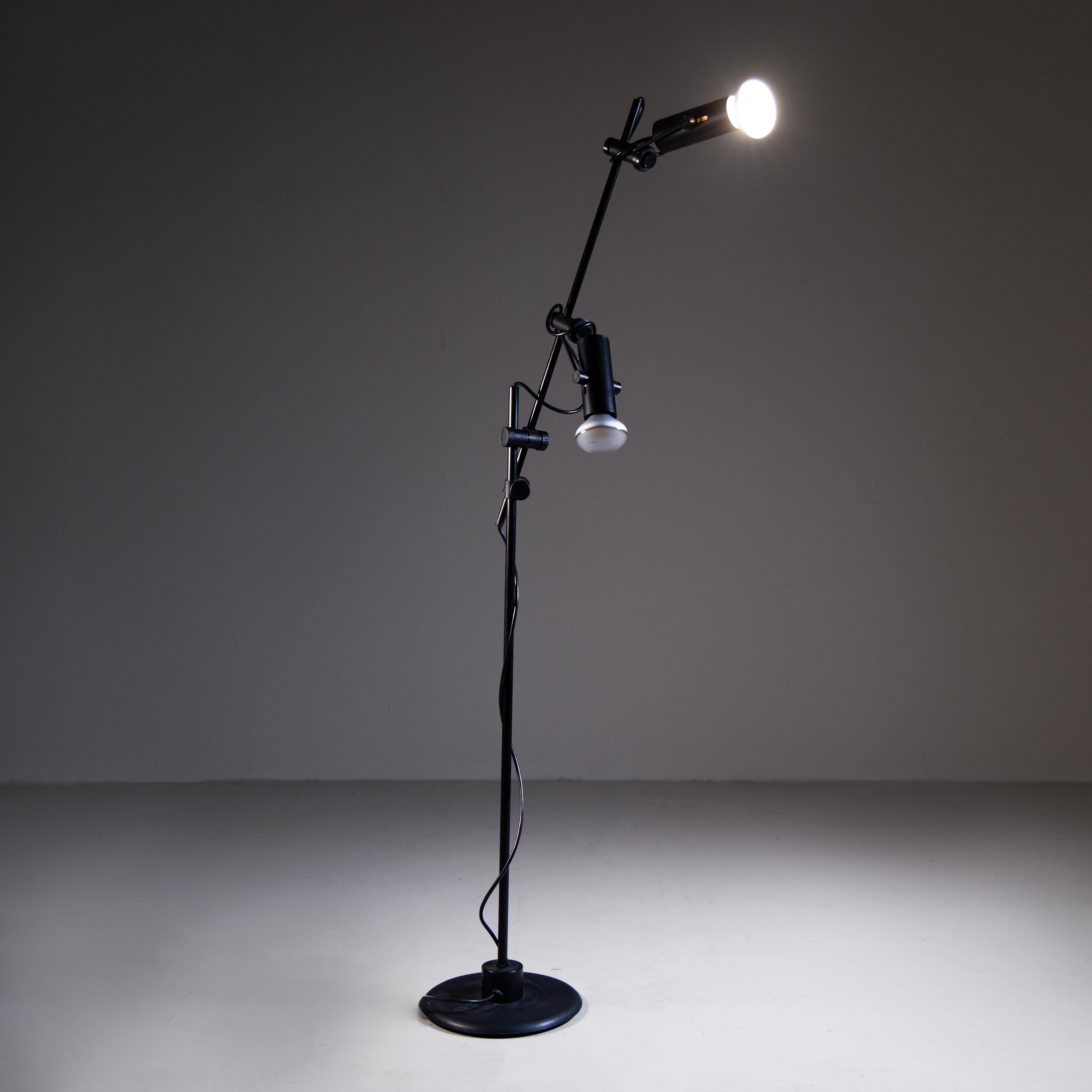 Mid-Century Modern Black floor lamp with adjustable lights, 1960s For Sale