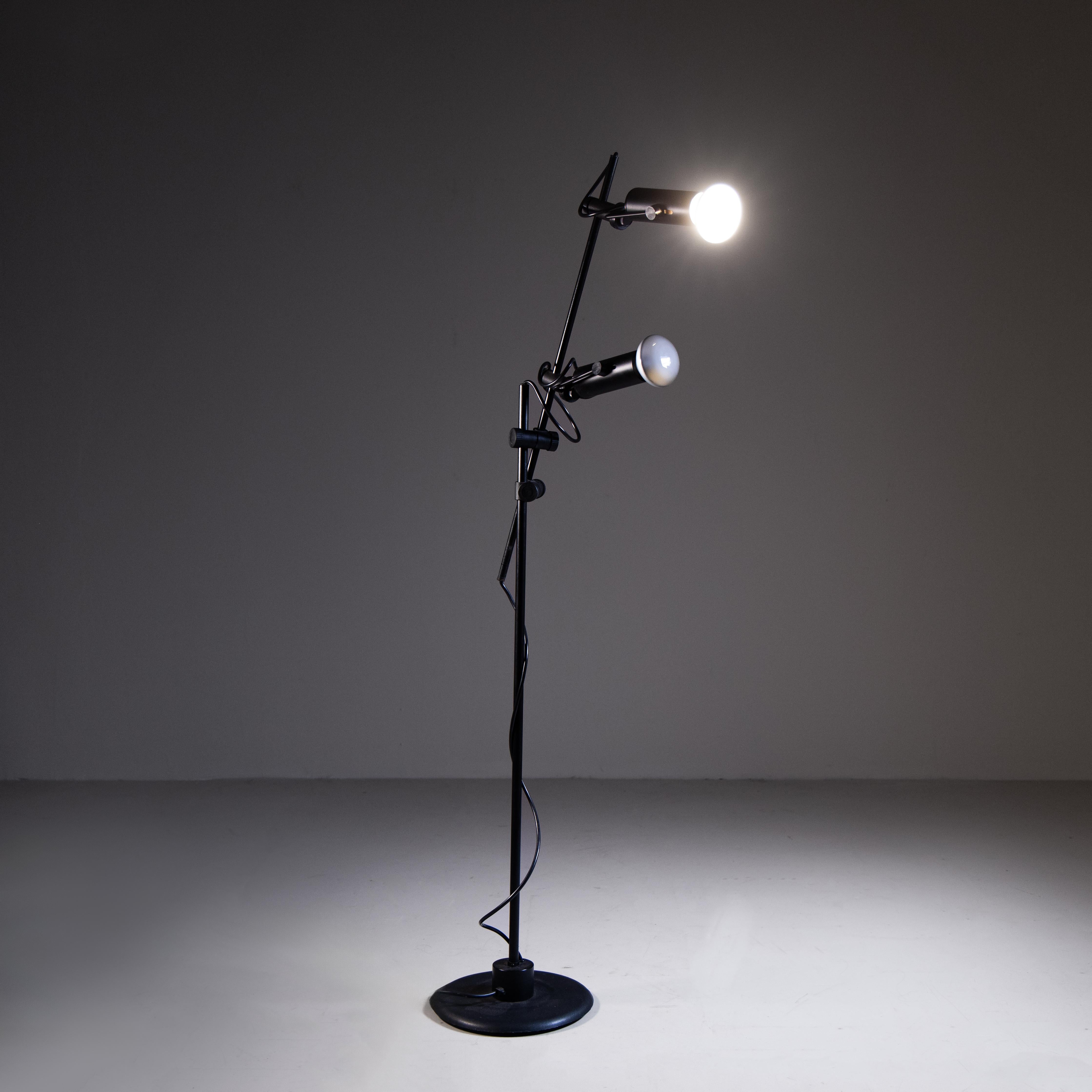 Italian Black floor lamp with adjustable lights, 1960s For Sale