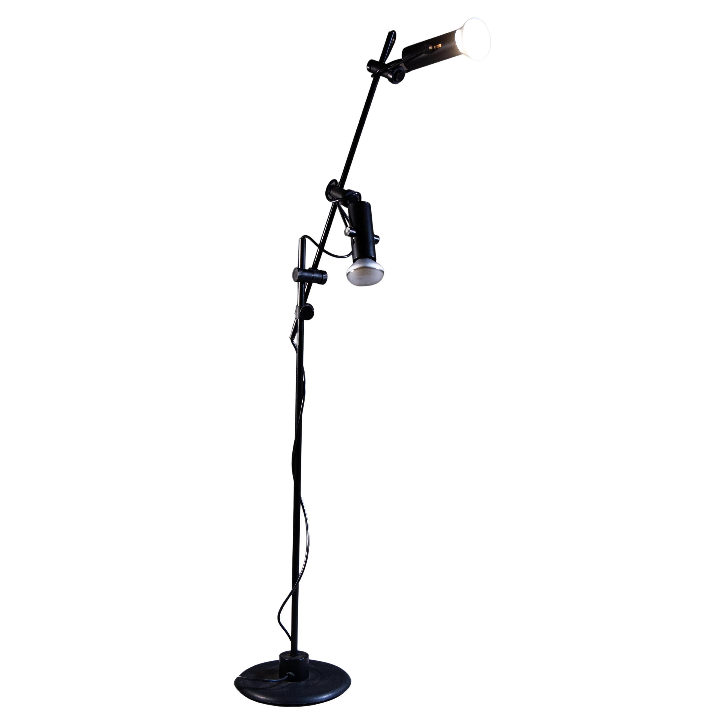 Black floor lamp with adjustable lights, 1960s For Sale