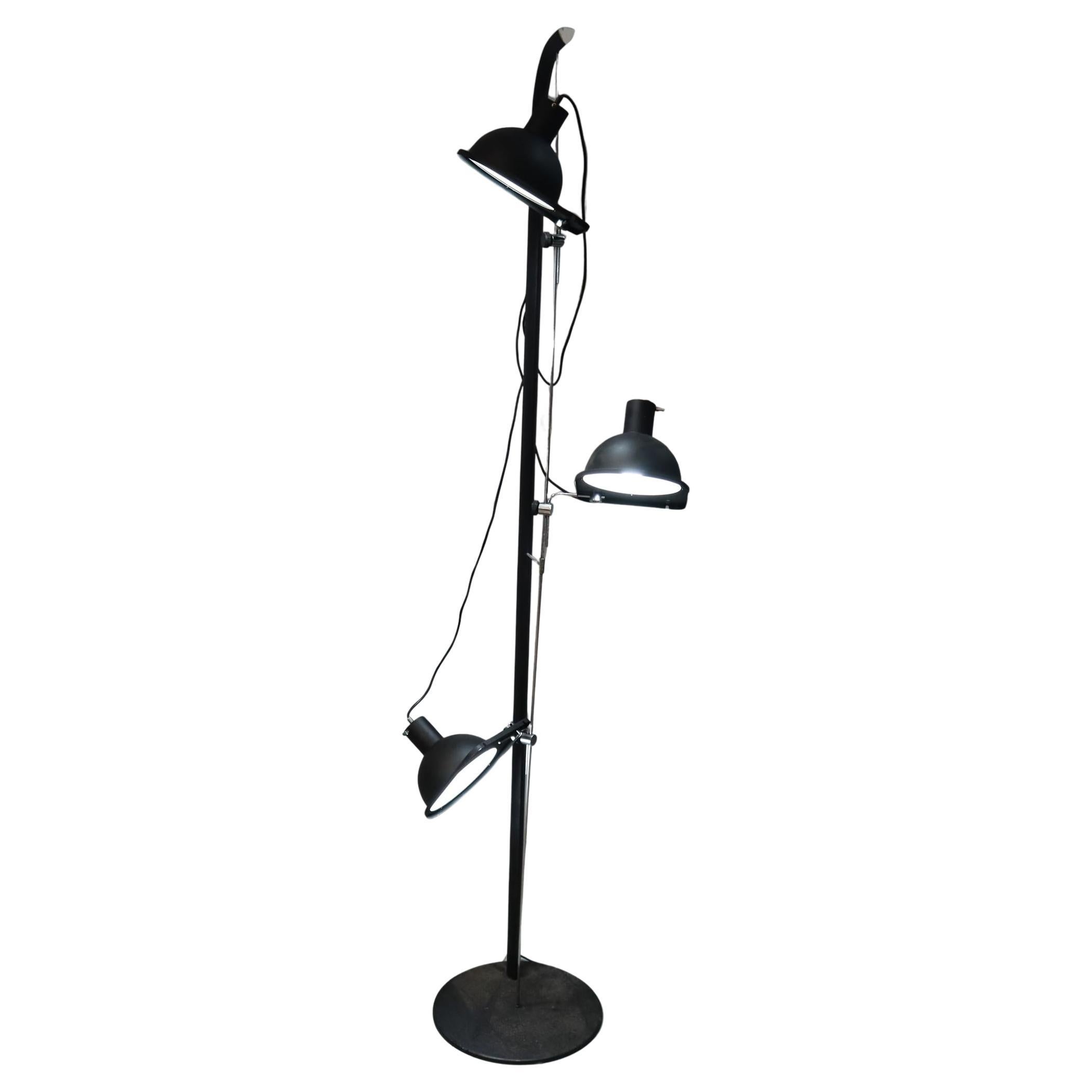 Satin black floor lamp model 475 by Luci Design Grignani, Italy, 1970s For Sale