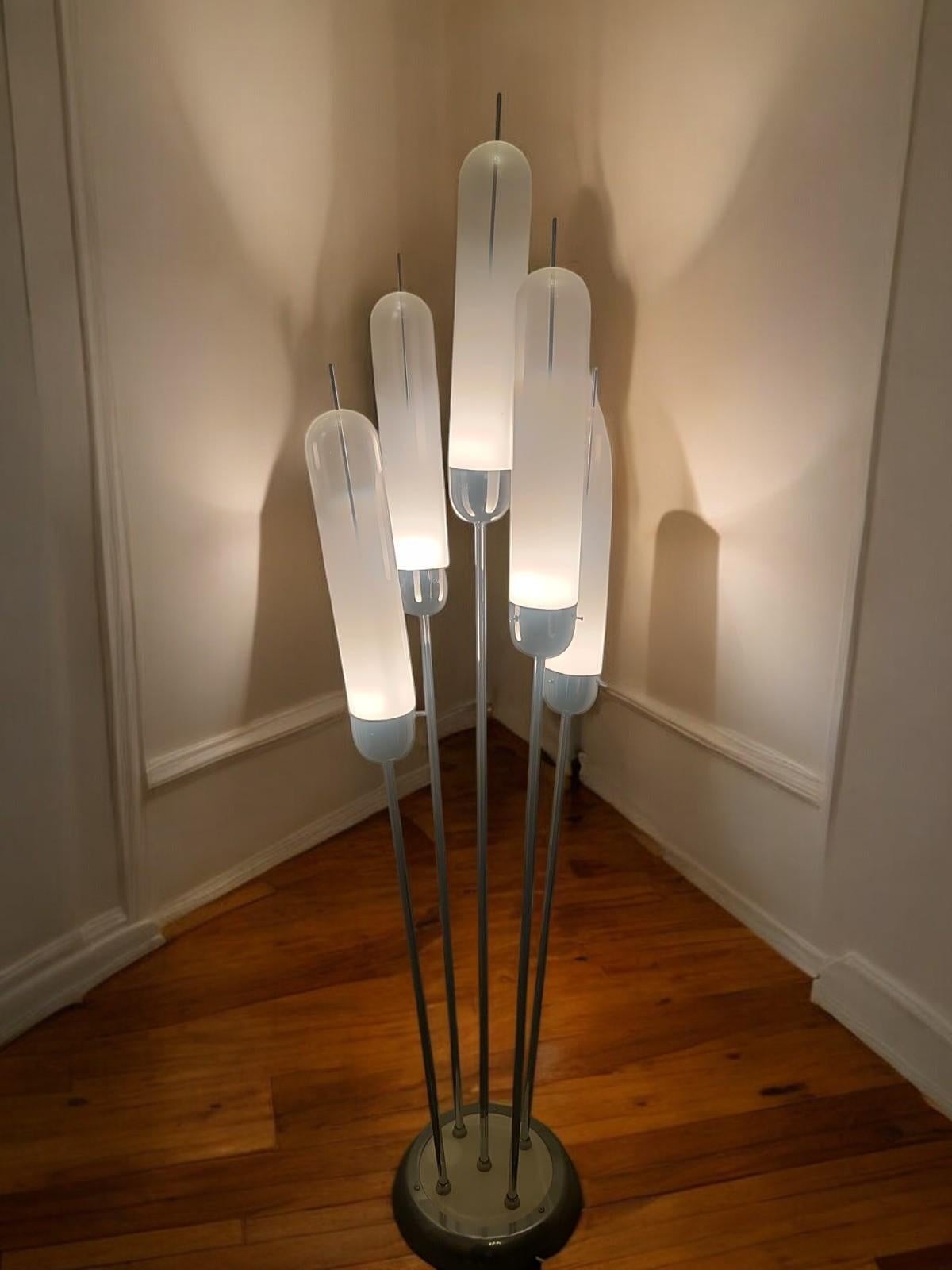 Reed floor lamp in Murano glass by Carlo Nason for Mazzega, 1970s In Good Condition For Sale In taranto, IT