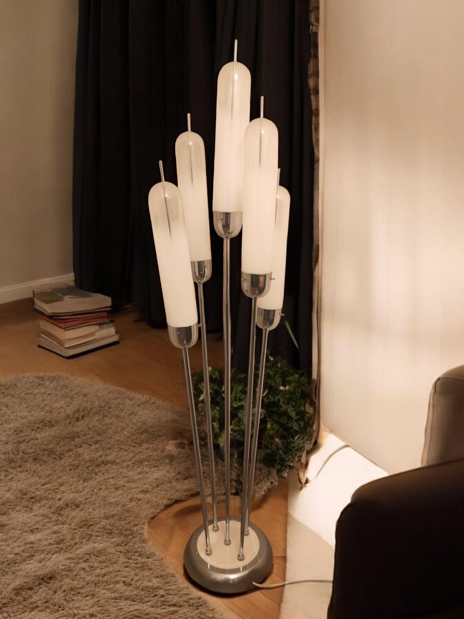 Murano Glass Reed floor lamp in Murano glass by Carlo Nason for Mazzega, 1970s For Sale