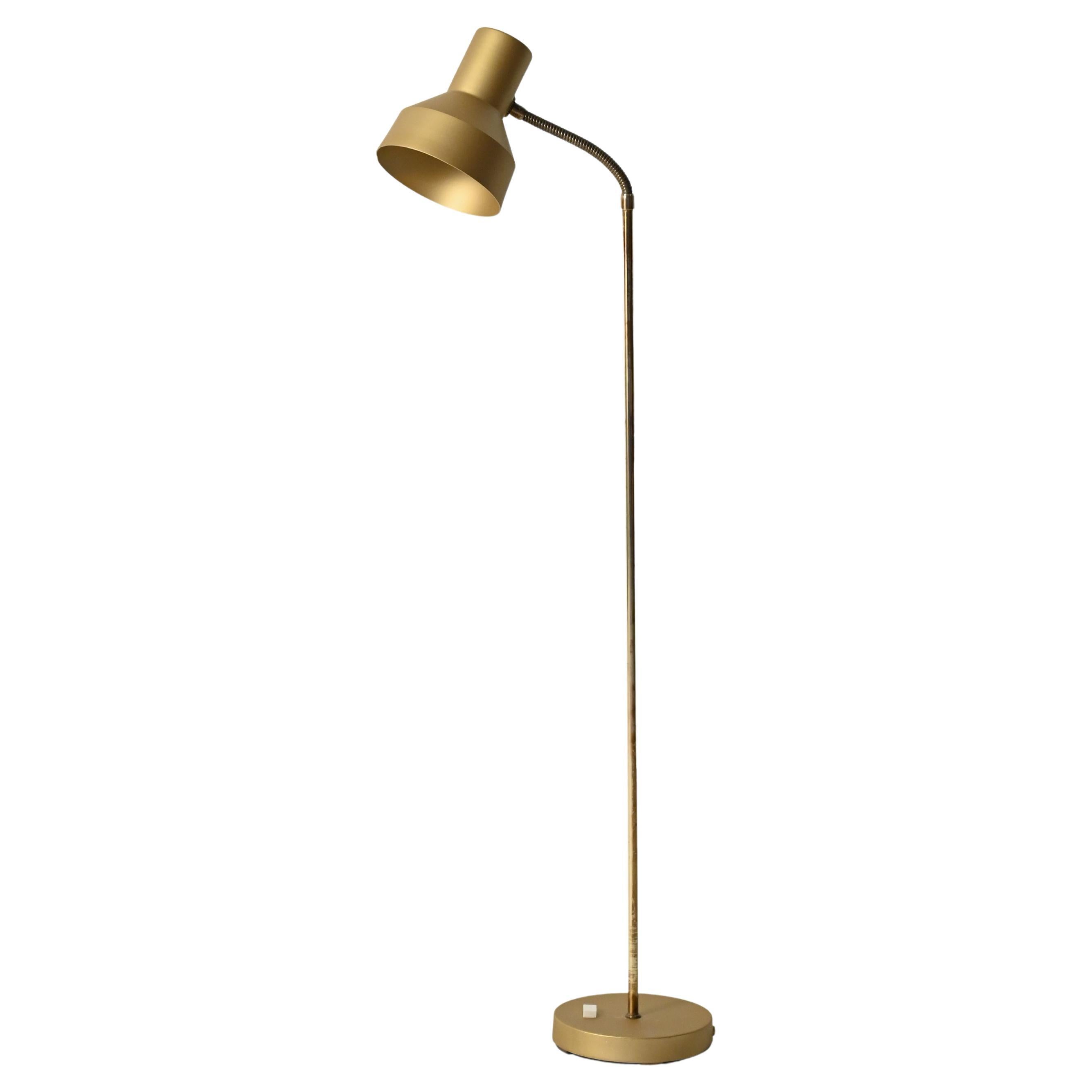 Lampada da terra scandinava in ottone e metallo cromato, anni 60/70