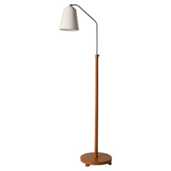 Lampada da terra scandinava Mid Century in rovere e metallo