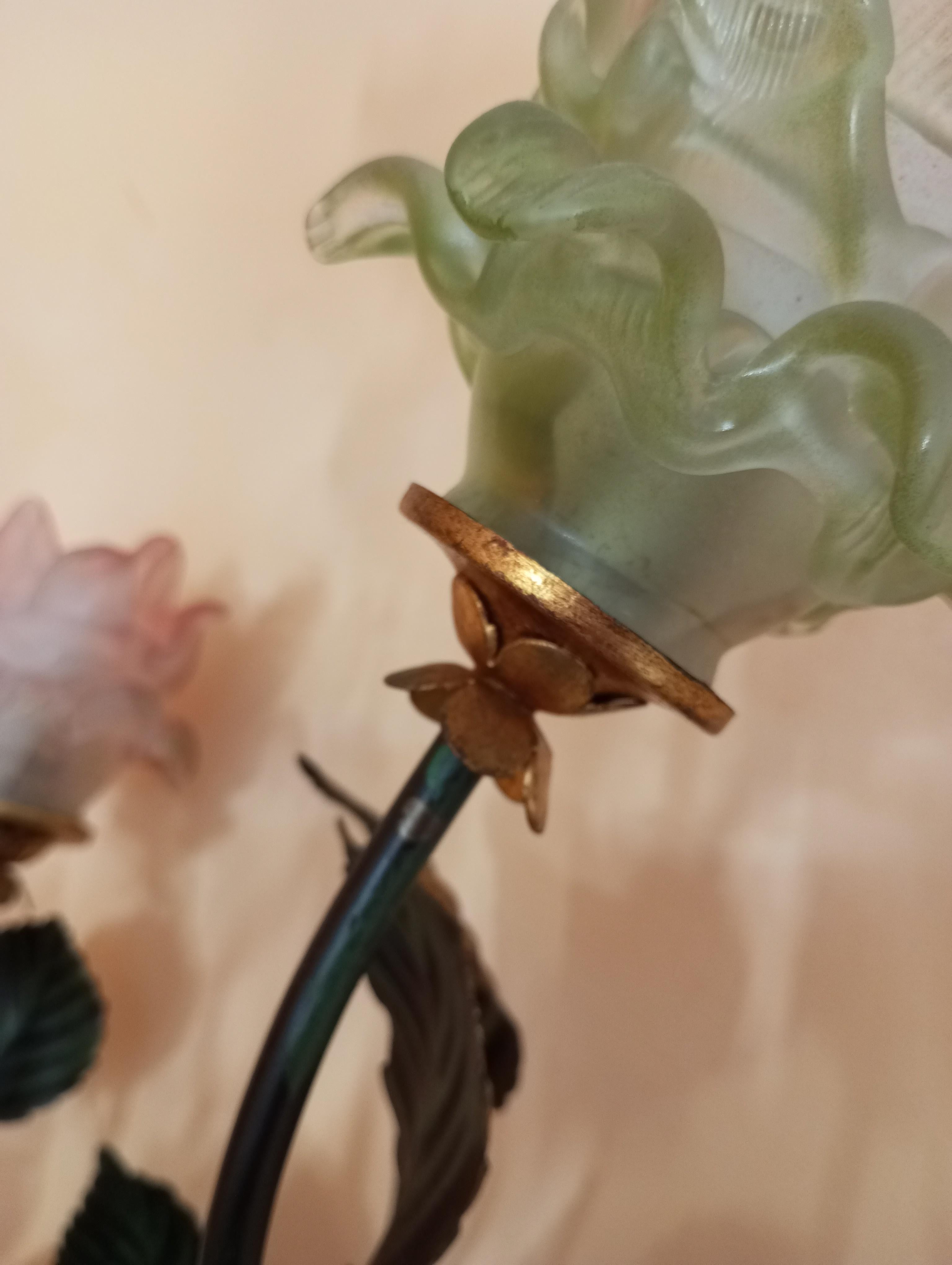 Lampadaire-sculpture avec roses en verre de Murano - Italie, années 1960 en vente 7