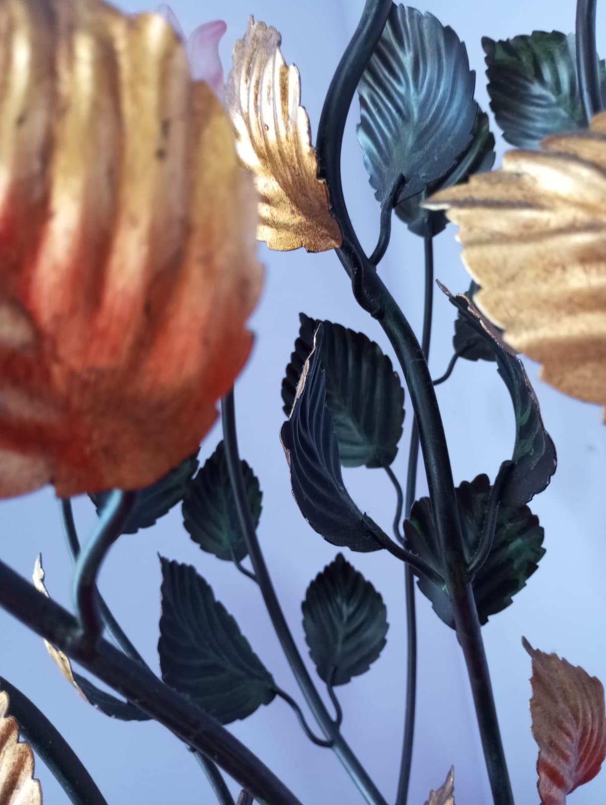 Mid-20th Century Floor lamp-sculpture with Murano glass roses - Italy, 1960s For Sale