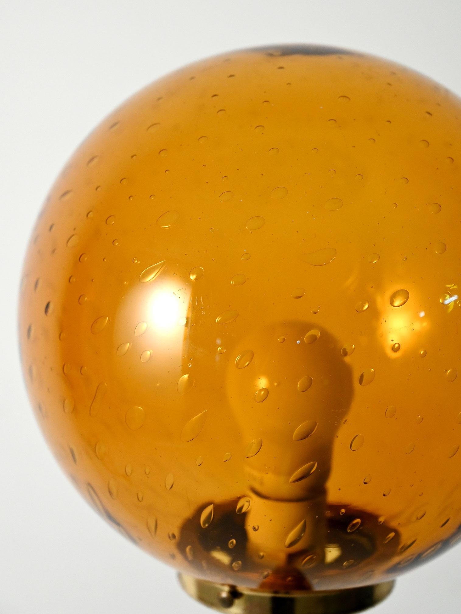 Lampada da terra teak e vetro color ambra (Glas) im Angebot