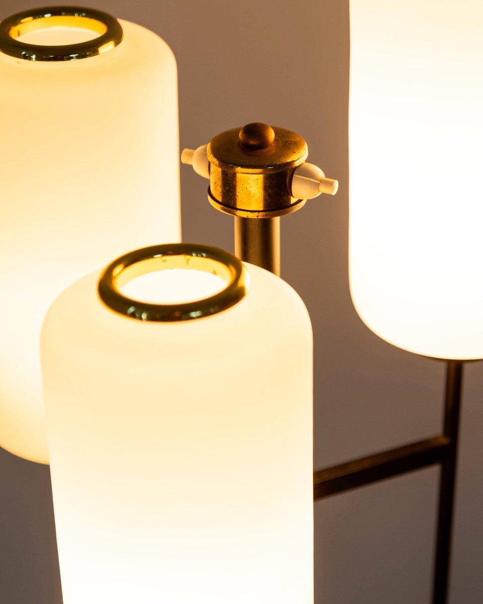 Vintage 1950s metal and glass floor lamp Italian design For Sale 7