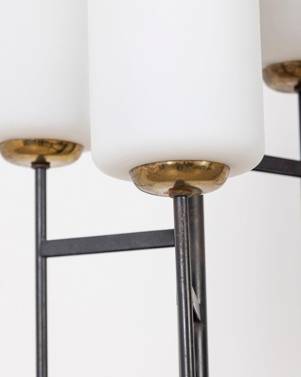 Vintage 1950s metal and glass floor lamp Italian design For Sale 4