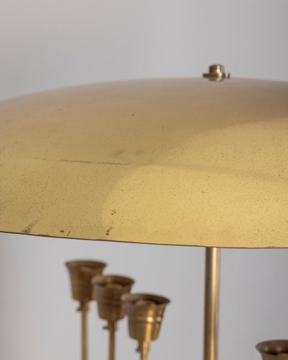 Lampada da terra vintage anni 50 in onice e ottone dorato design Italiano en vente 4