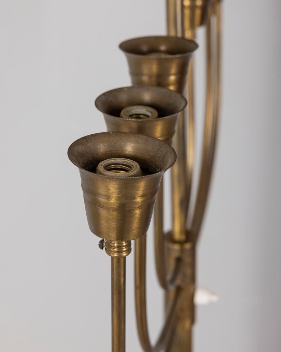 Lampada da terra vintage anni 50 in onice e ottone dorato design Italiano en vente 6