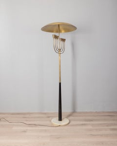 Lampada da terra vintage anni 50 in onice e ottone dorato design Italiano