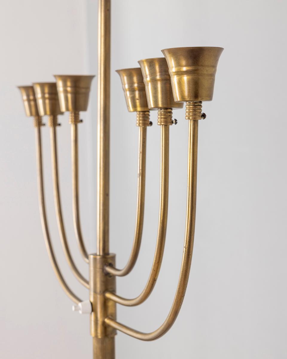 Lampada da terra vintage anni 50 in onice e ottone dorato design Italiano Bon état - En vente à None, IT
