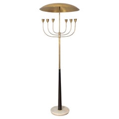 Lampada da terra vintage anni 50 in onice e ottone dorato design Italiano