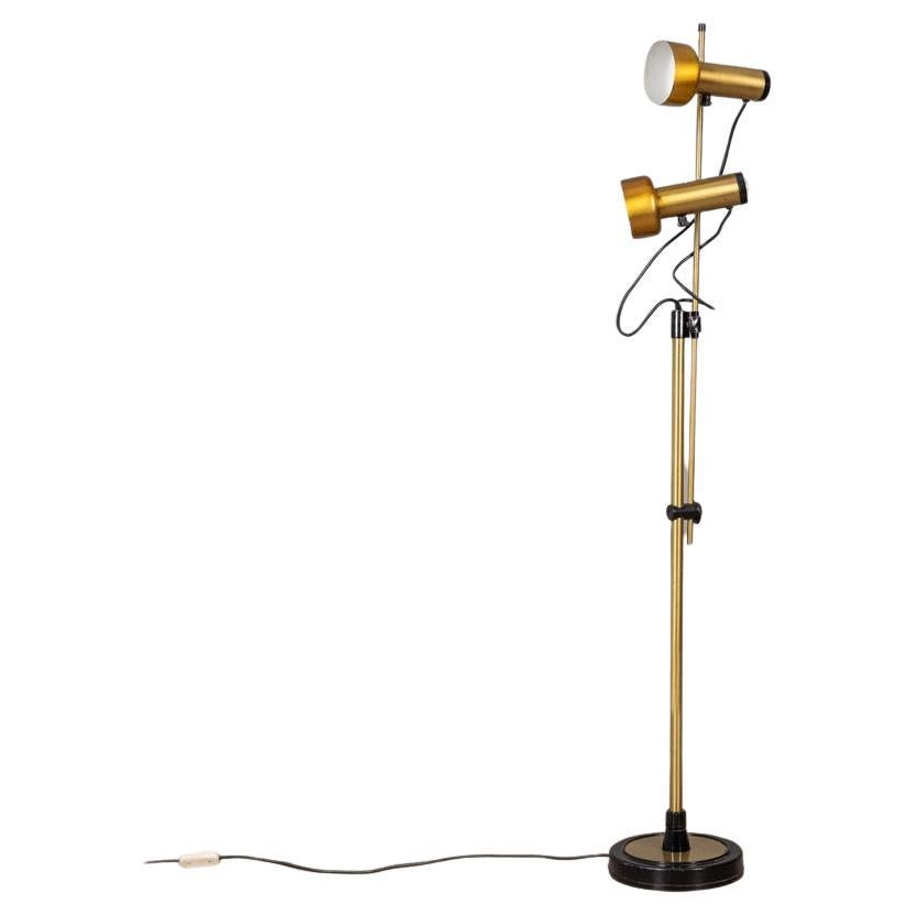Vintage 1970s gilt brass two-light floor lamp Italian design