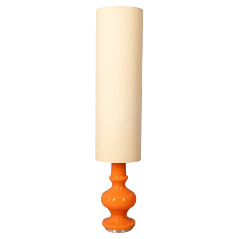 Lampada da terra vintage anni 70 in vetro arancione design Italiano en vente