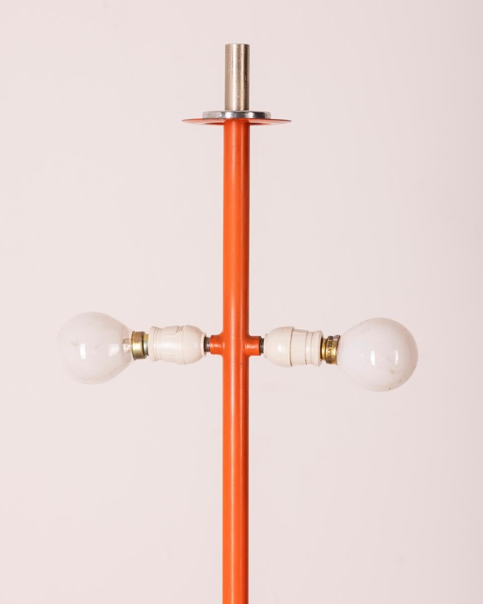 Vintage 70s marble and orange metal floor lamp Italian design For Sale 1