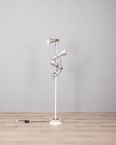 Vintage 70's floor lamp chrome metal and white Italian design