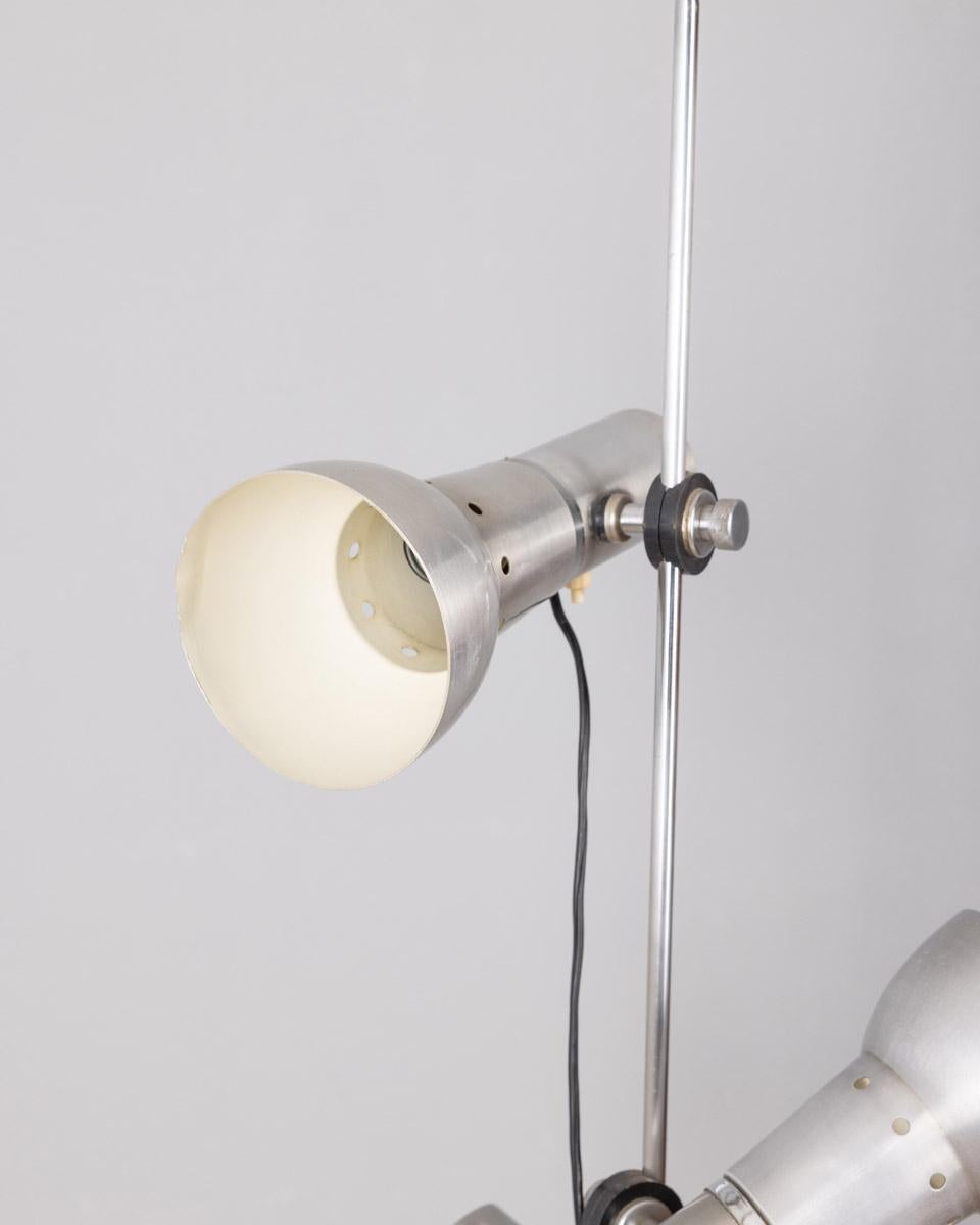 Late 20th Century Vintage 70's floor lamp chrome metal and white Italian design For Sale