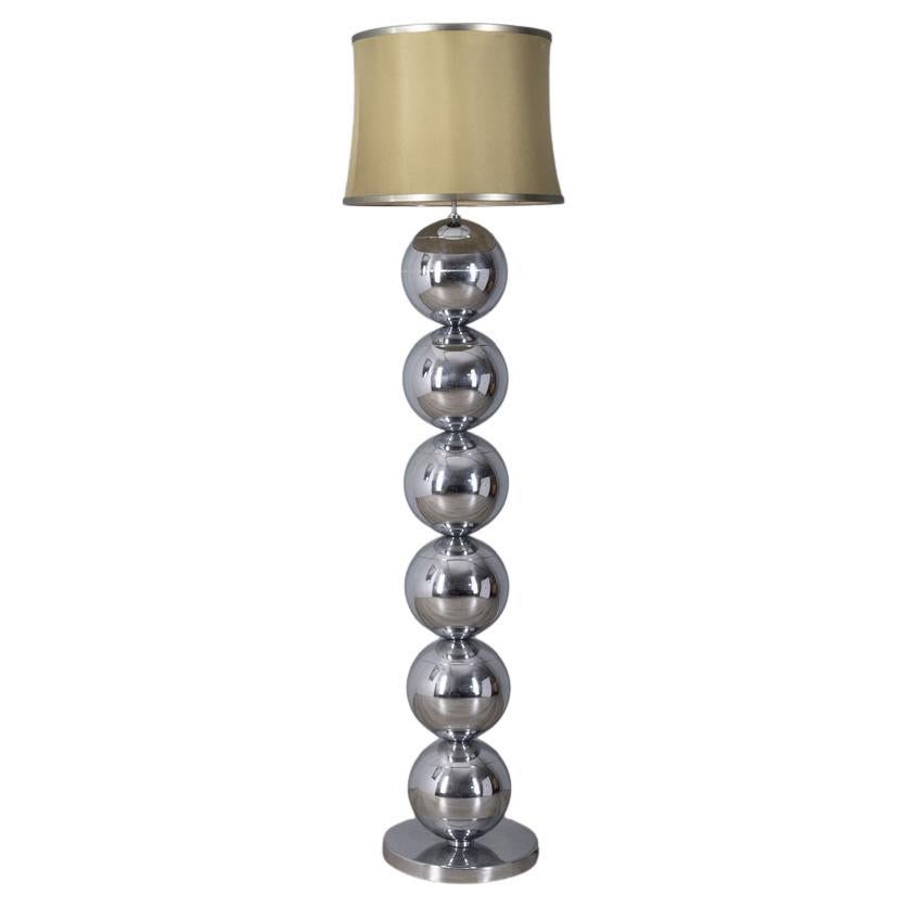 Vintage 70s Stehlampe verchromte Metallkugeln Italienisches Design im Angebot