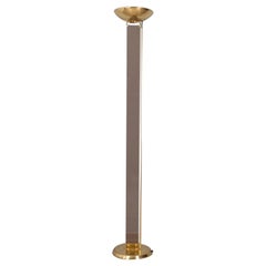 Lampadaire vintage des années 80 laiton doré et verre design Relux Milano