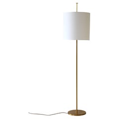 Scandinavian vintage brass and fabric floor lamp