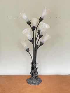 Lamp, "Fiori di Luce" 8-light metal and frosted glass, Italy, 1970s