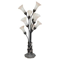 Lamp, "Fiori di Luce" 8-light metal and frosted glass, Italy, 1970s
