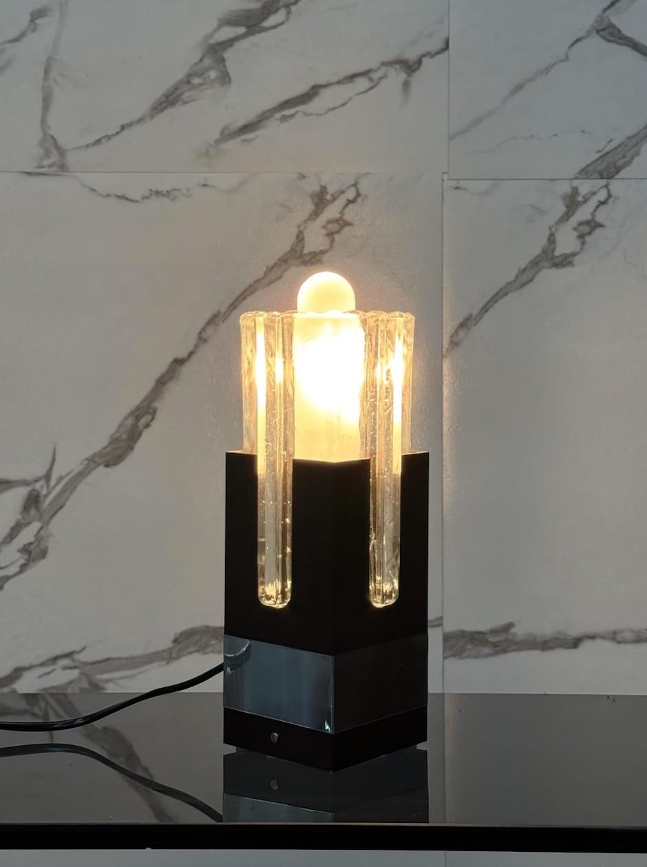 Lampada Gaetano Sciolari Per Stilkronen In Metallo E Vetro Design 1970 (Hollywood Regency) im Angebot