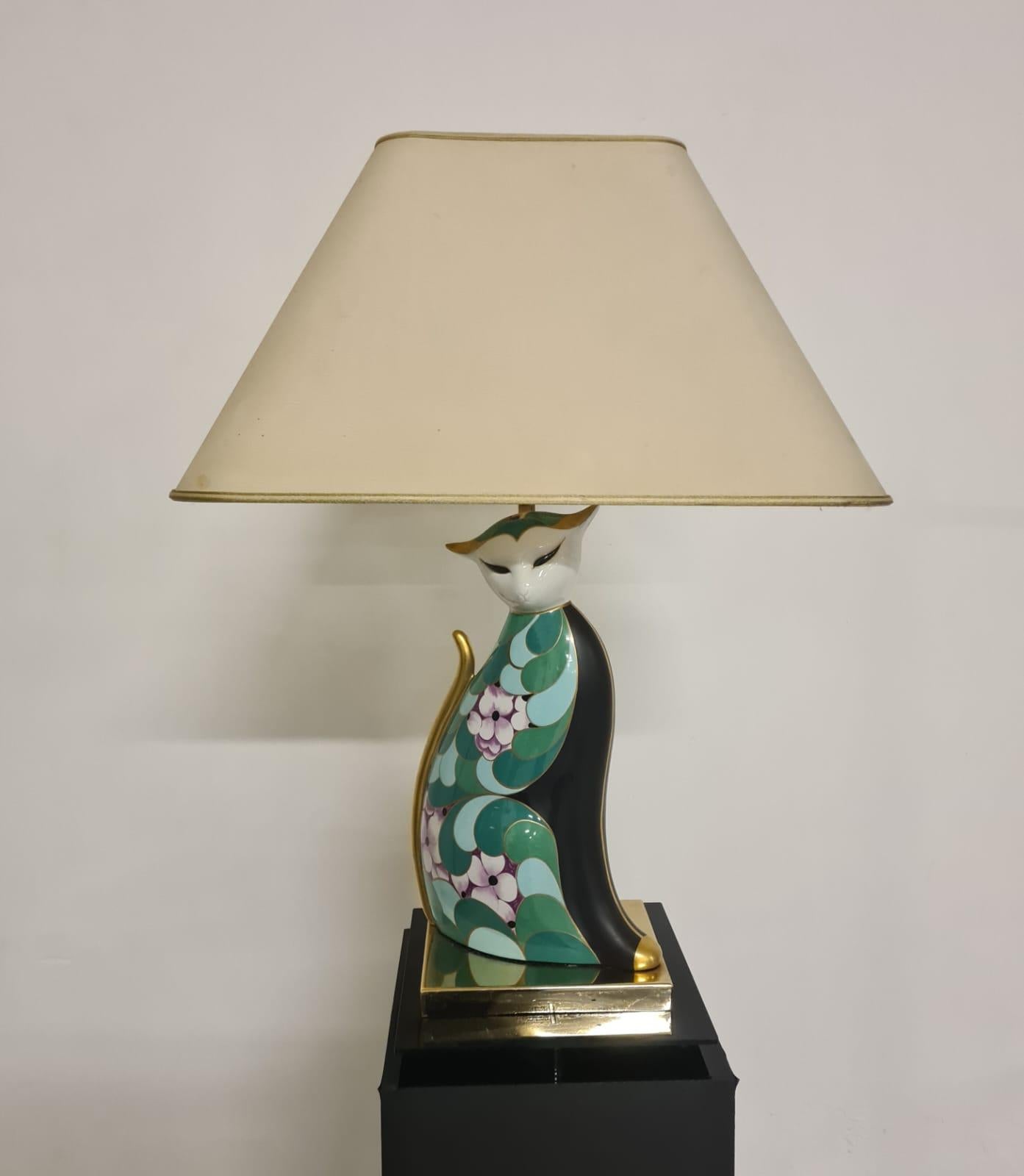 European Lampada Gatto manifattura artistica Le Porcellane Firenze in vendita