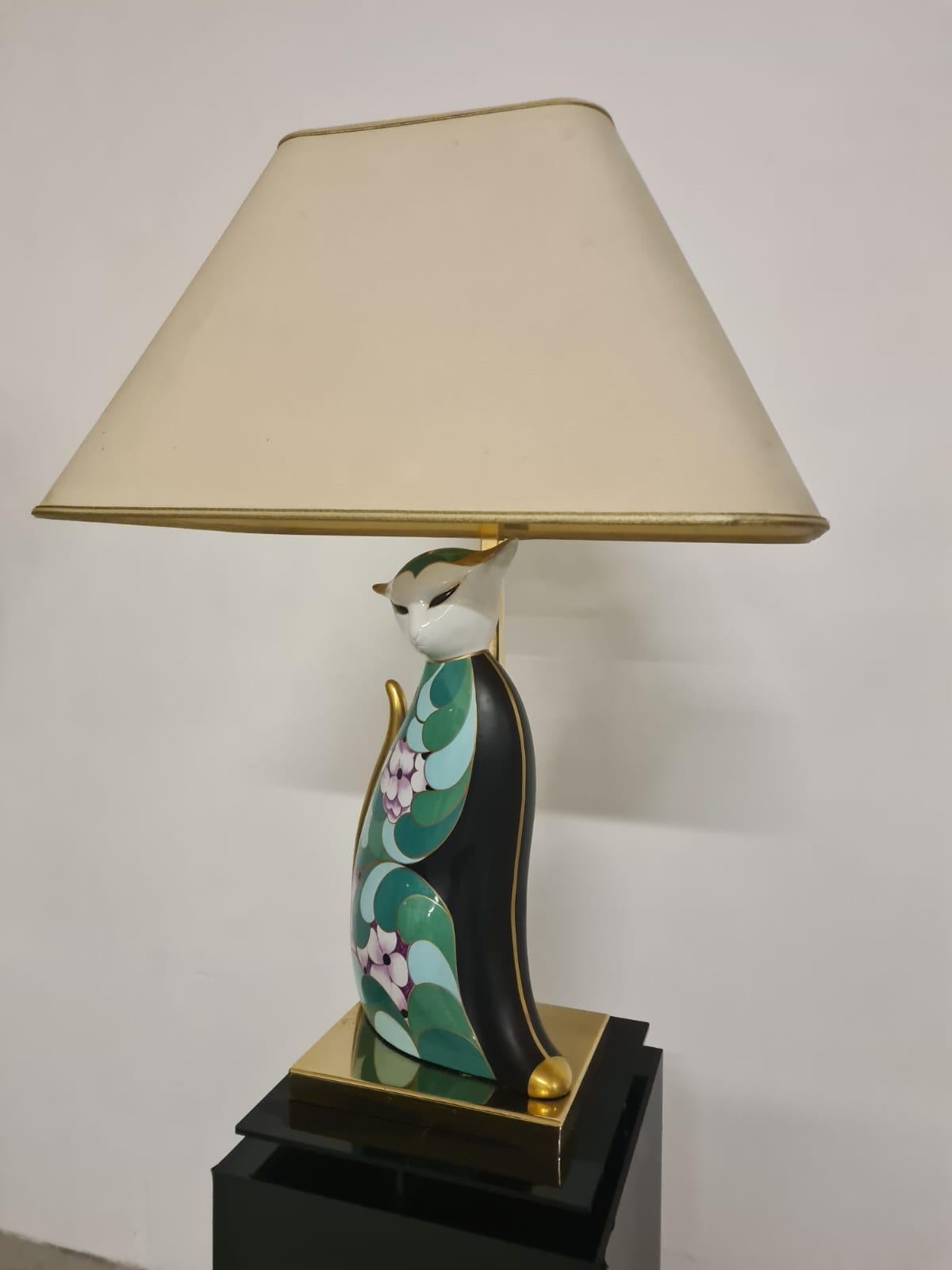Lampada Gatto manifattura artistica Le Porcellane Firenze In condizioni buone in vendita a Torino, IT