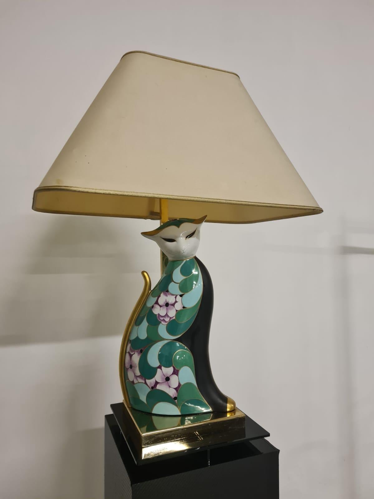 Late 20th Century Lampada Gatto manifattura artistica Le Porcellane Firenze in vendita