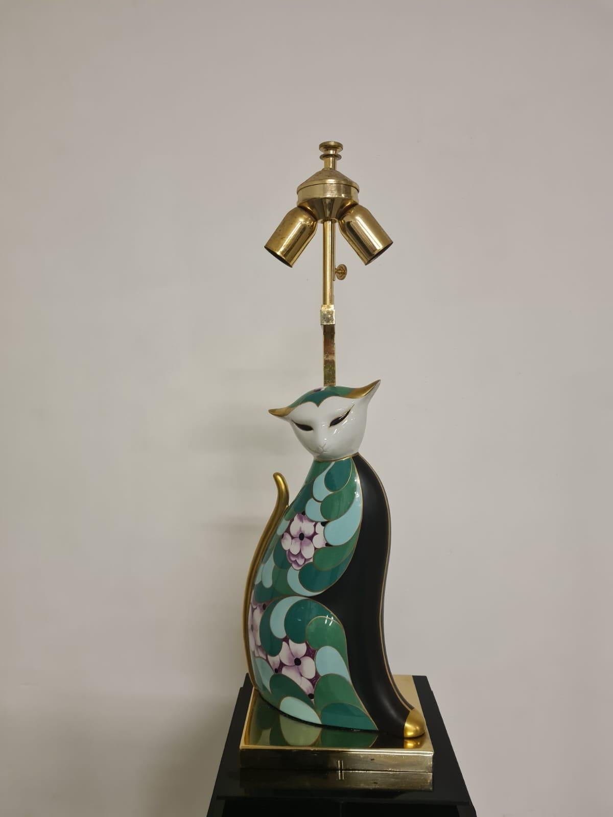 Metallo Lampada Gatto manifattura artistica Le Porcellane Firenze in vendita