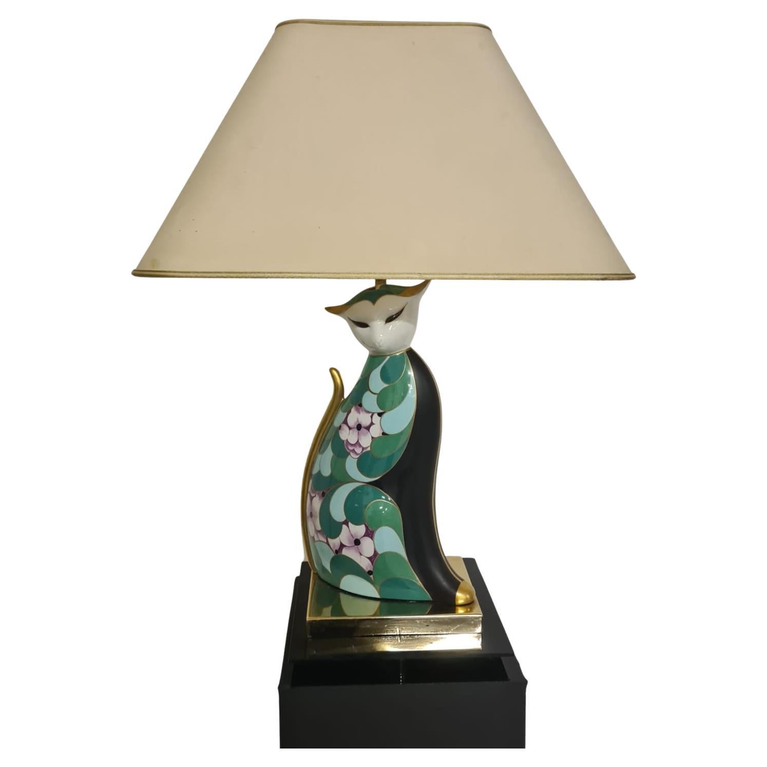 Lampada Gatto manifattura artistica Le Porcellane Firenze in vendita