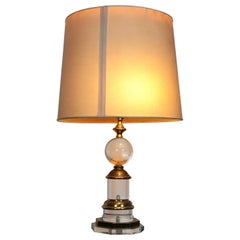 Lámpara Hollywood Regency En Acrílico Y Latón Diseño Años 70 Antigüedades Modernas