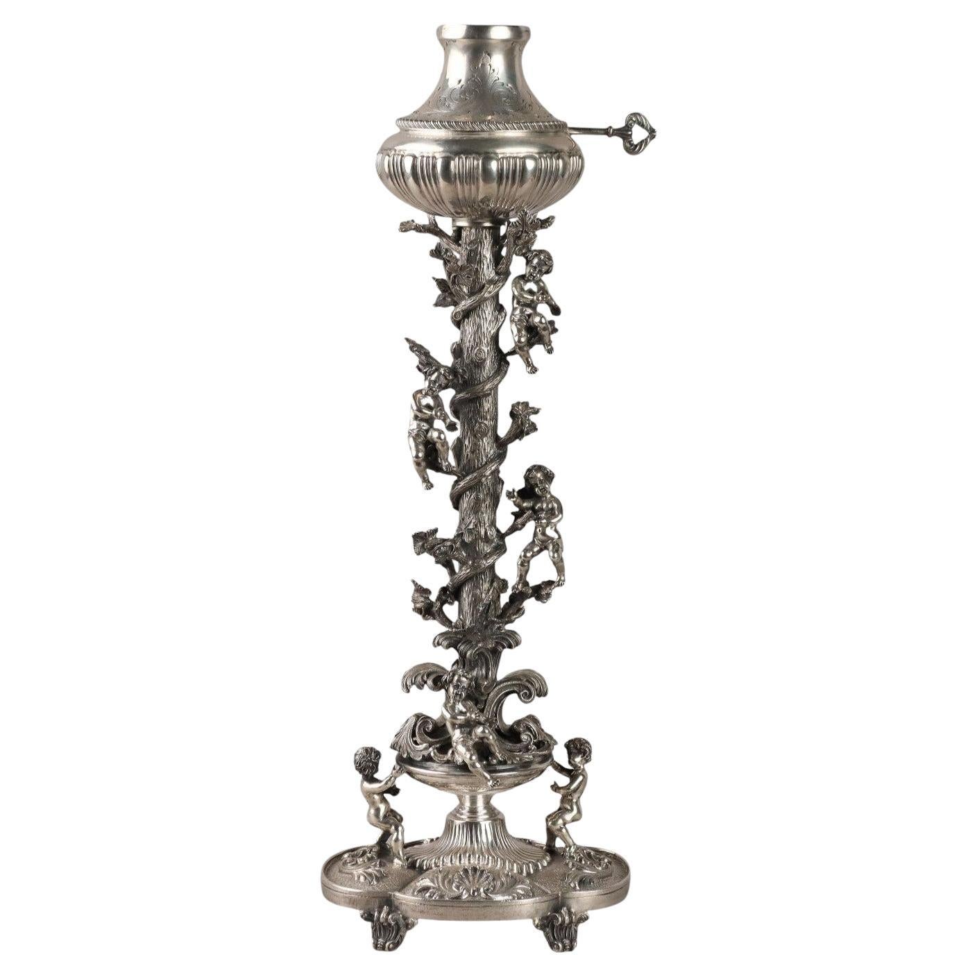 Lampada in Argento Manifattura Danilo Rossi Milano Seconda Metà '900 in vendita