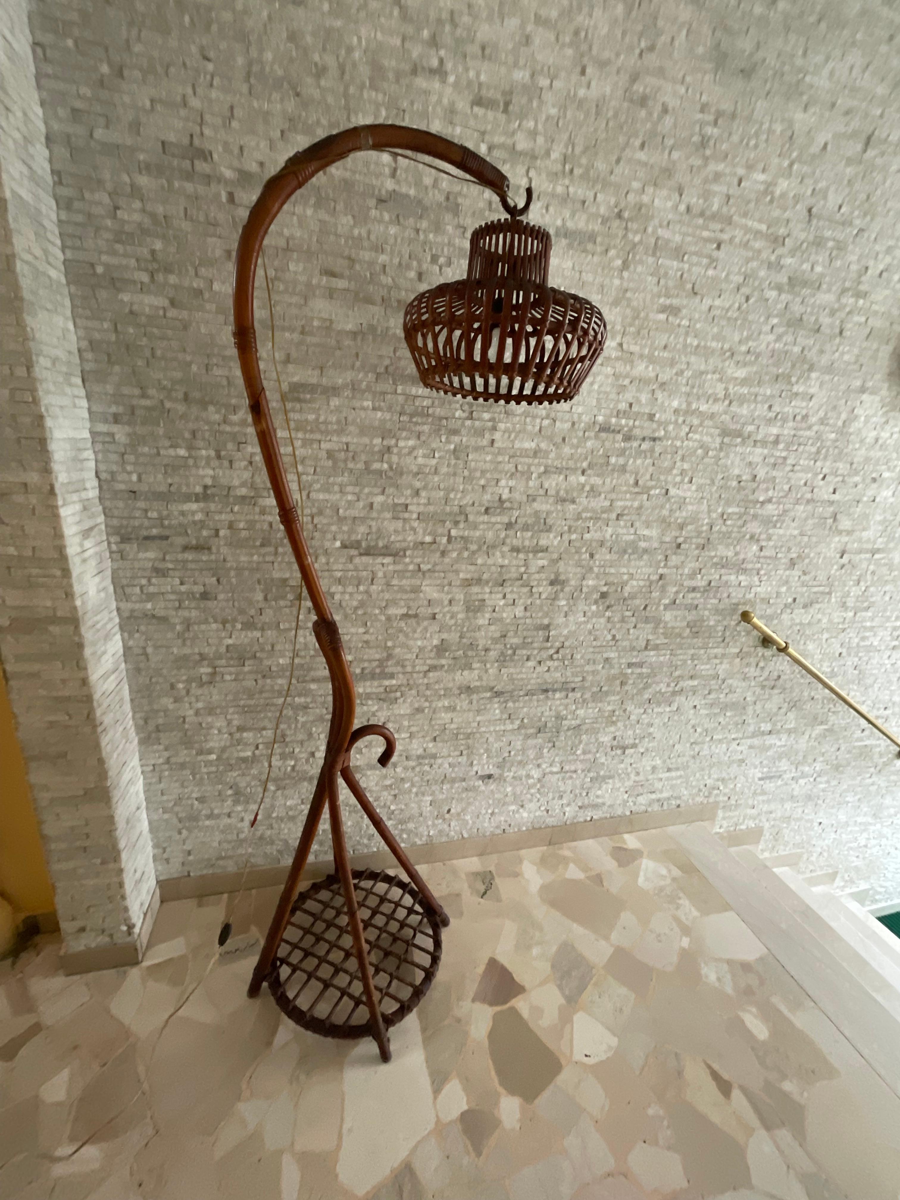 Lampada in bambù e vimini - Made in Italy - 1960 in vendita 4