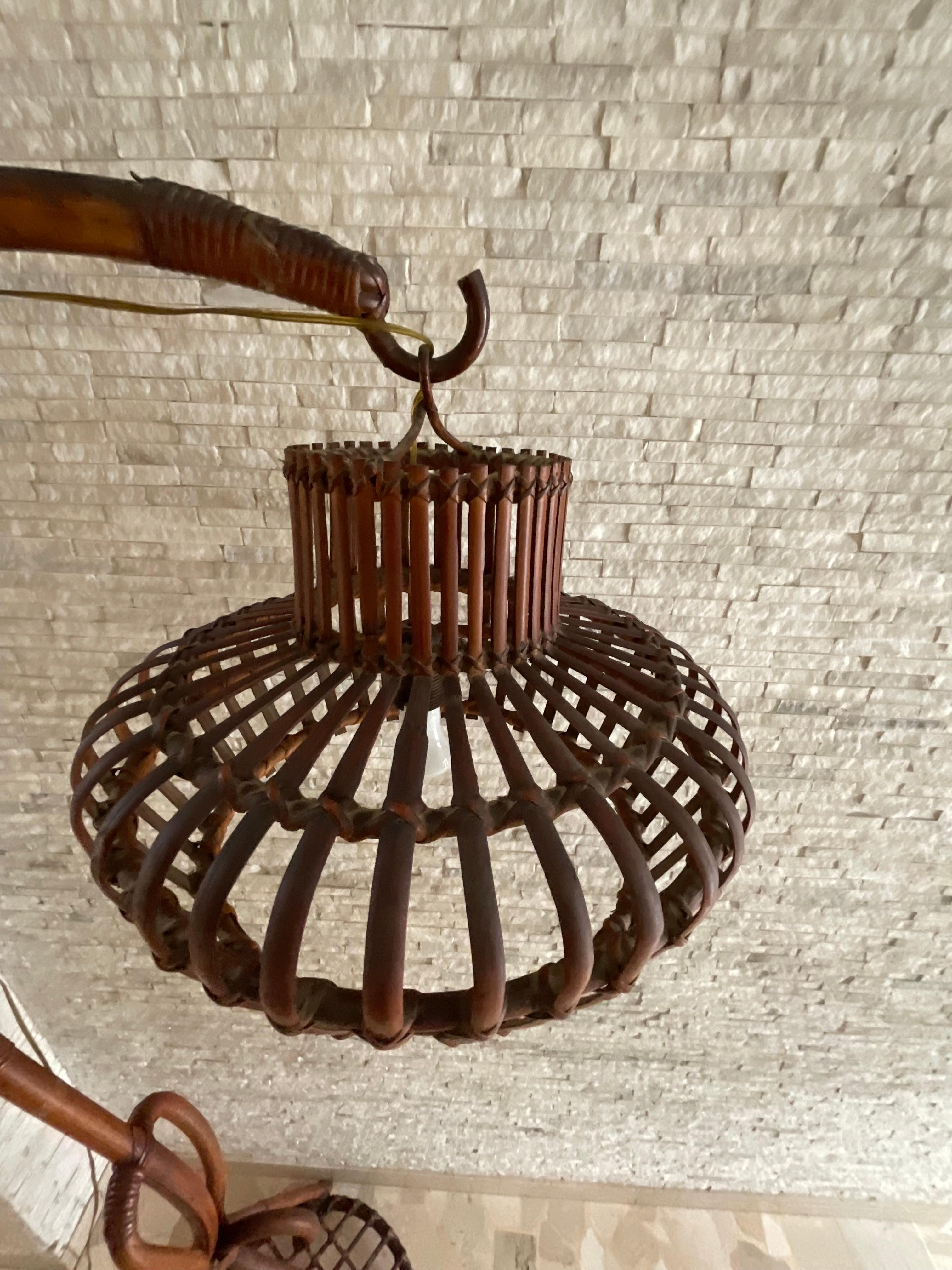 Lampada in bambù e vimini - Made in Italy - 1960 In condizioni buone in vendita a Milano, IT