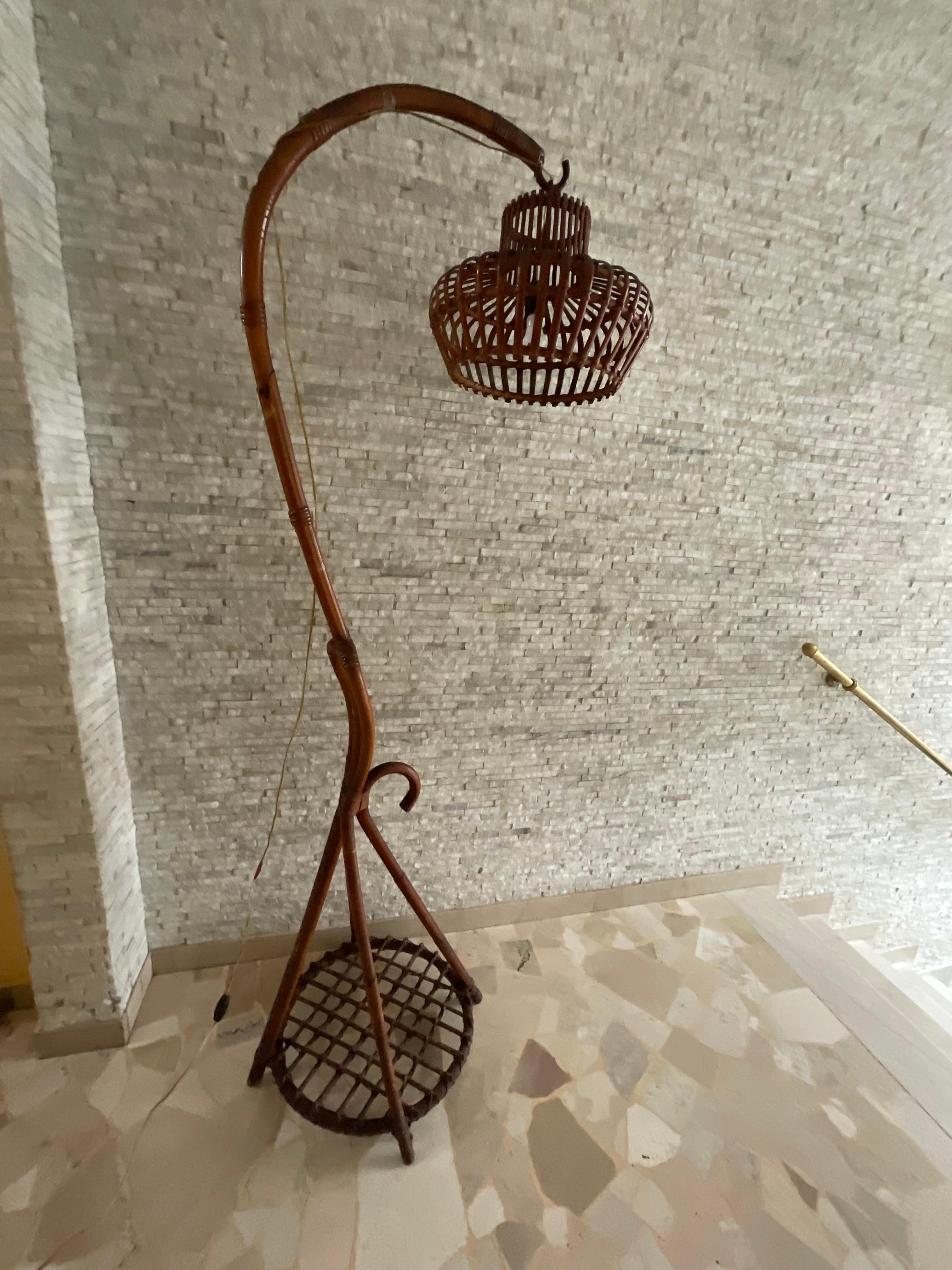 Bambù Lampada in bambù e vimini - Made in Italy - 1960 in vendita