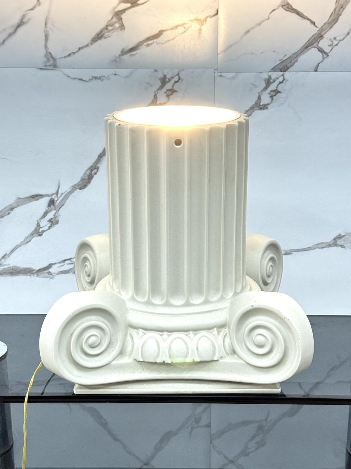 Italian Lampada In Ceramica Capitello Greco Anni 80 Lampada Design For Sale