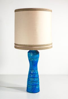 Glazed ceramic lamp, design by Aldo LONDI for Bitossi, Rimini Blu series