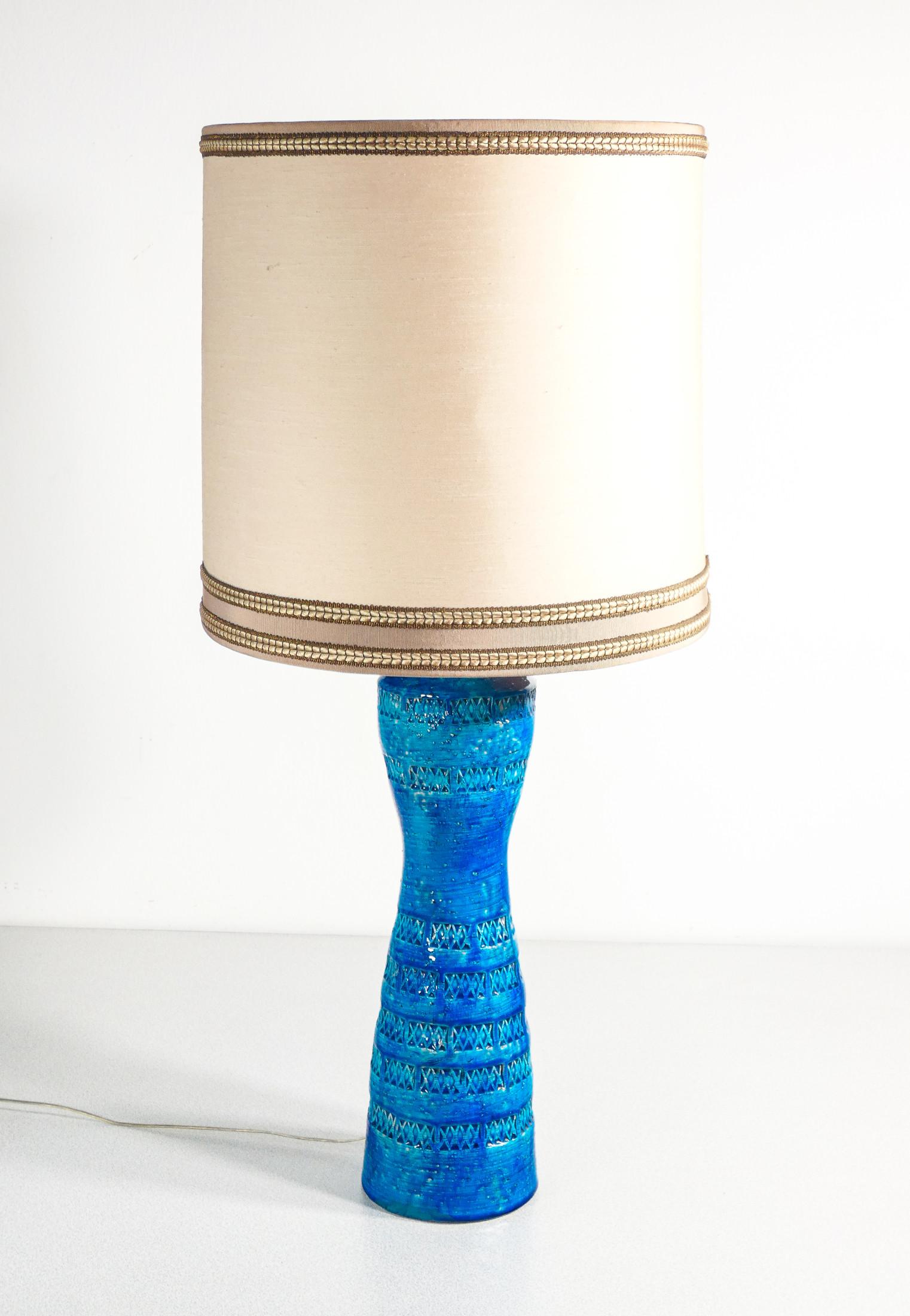 Italian Lampada in ceramica smaltata, design di Aldo LONDI per Bitossi, serie Rimini Blu in vendita