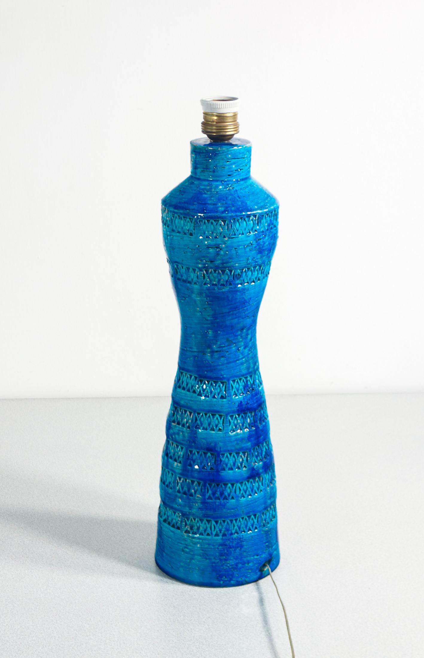 Mid-20th Century Lampada in ceramica smaltata, design di Aldo LONDI per Bitossi, serie Rimini Blu in vendita