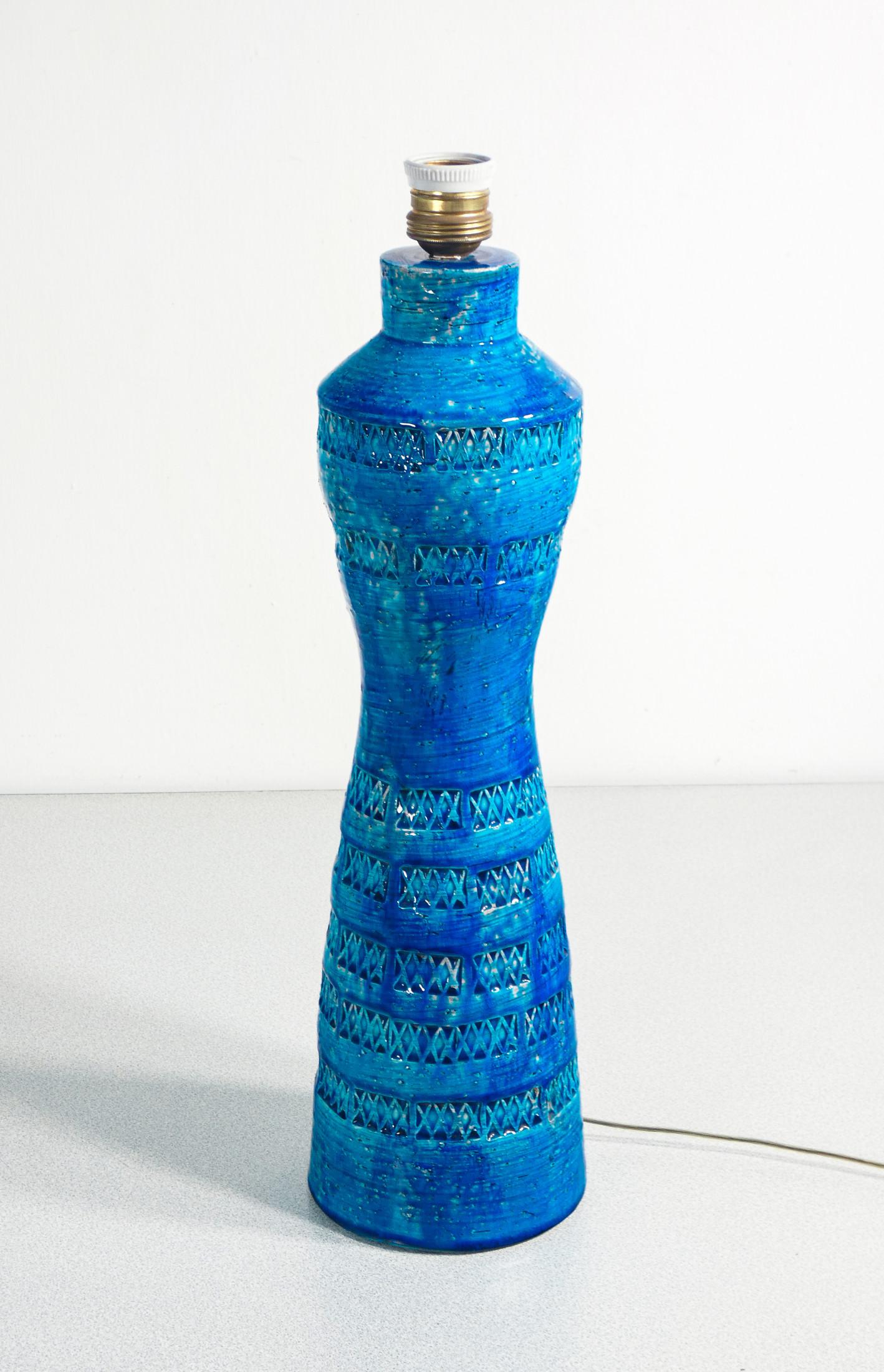 Ceramica Lampada in ceramica smaltata, design di Aldo LONDI per Bitossi, serie Rimini Blu in vendita
