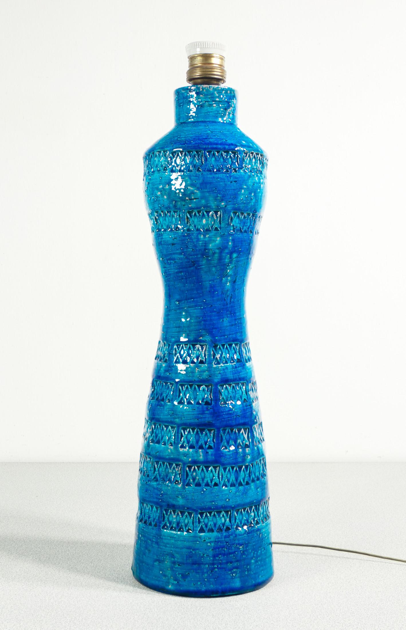 Lampada in ceramica smaltata, design di Aldo LONDI per Bitossi, serie Rimini Blu in vendita 1