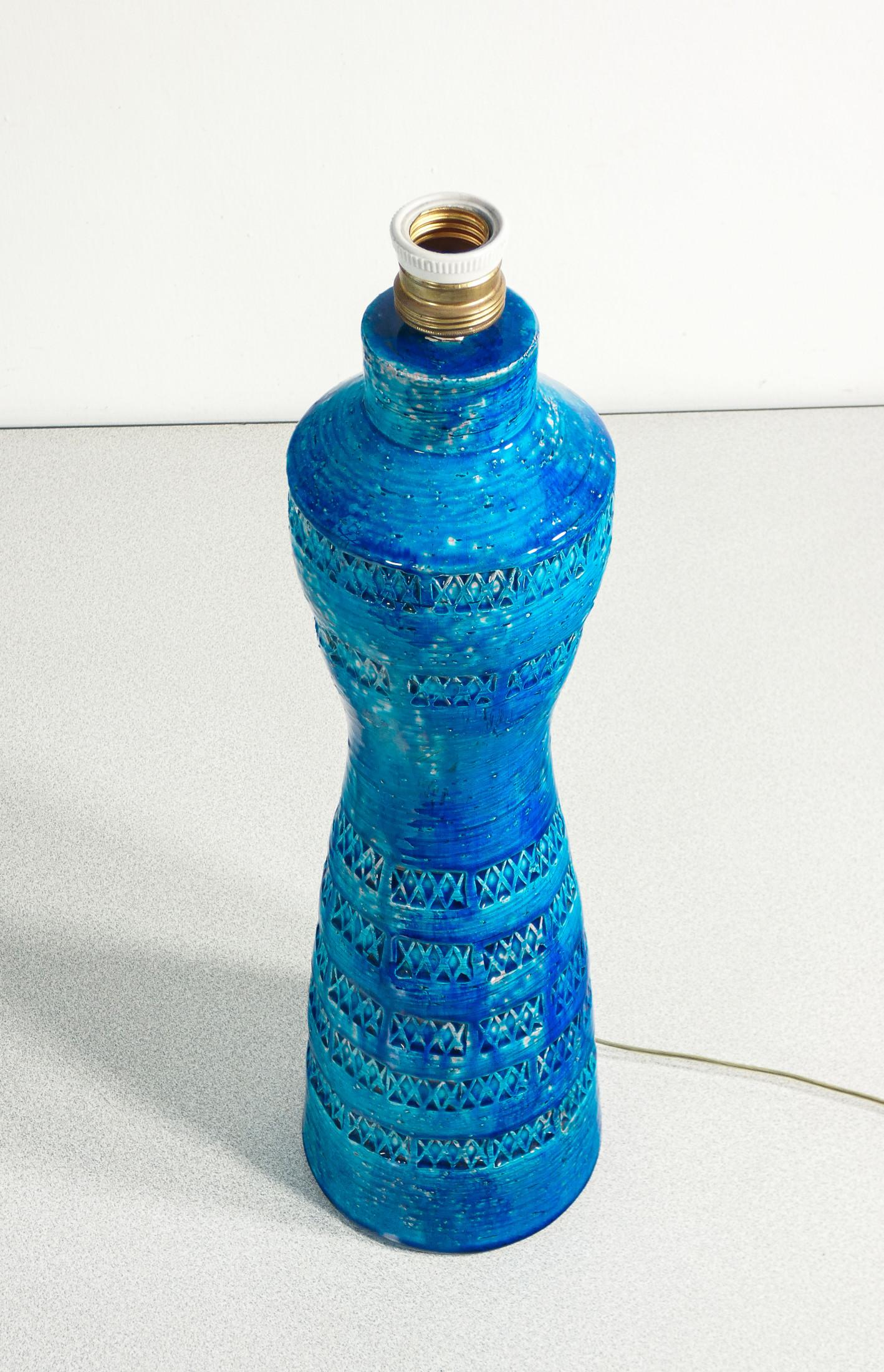 Lampada in ceramica smaltata, design di Aldo LONDI per Bitossi, serie Rimini Blu in vendita 2