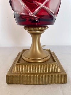 Bohemia style crystal lamp cranberry design italian 90s